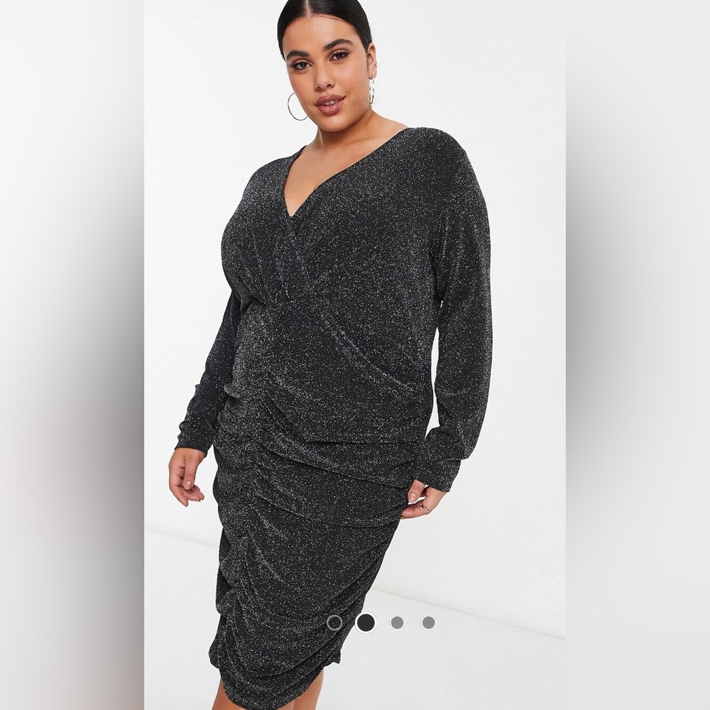 ASOS Curve Black Shimmer Cocktail Dress 
Size 3X = 20-22 US